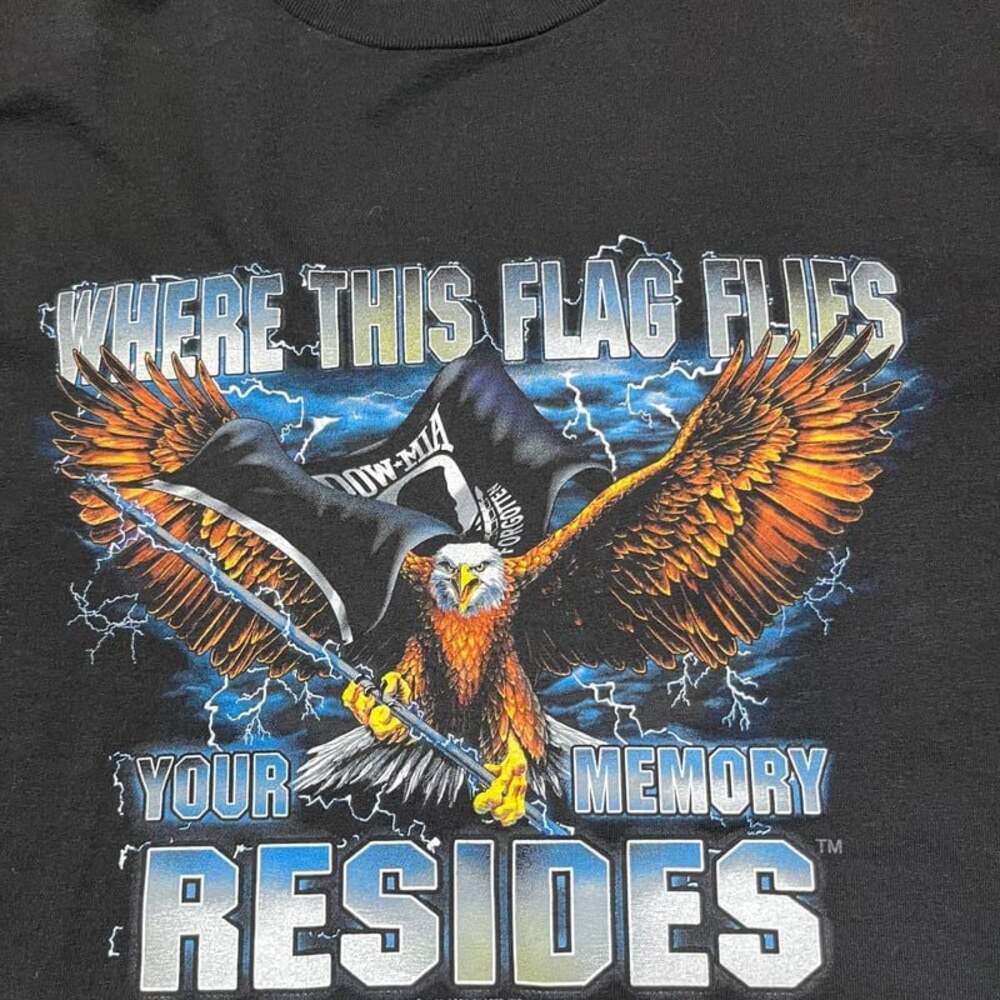 Vintage USA Thunder Shirt Mens XXL Black 1990s Eagle America Lightning
